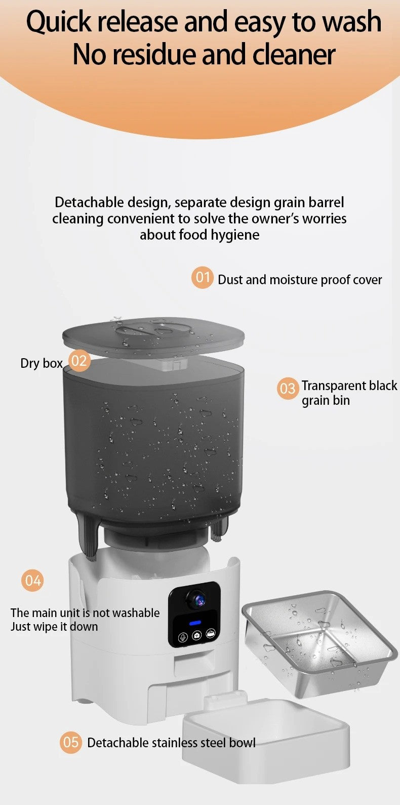 Cat automatic feeder visual cat food dog food wifi intelligent timed quantitative pet food dispenser 6L video model cat