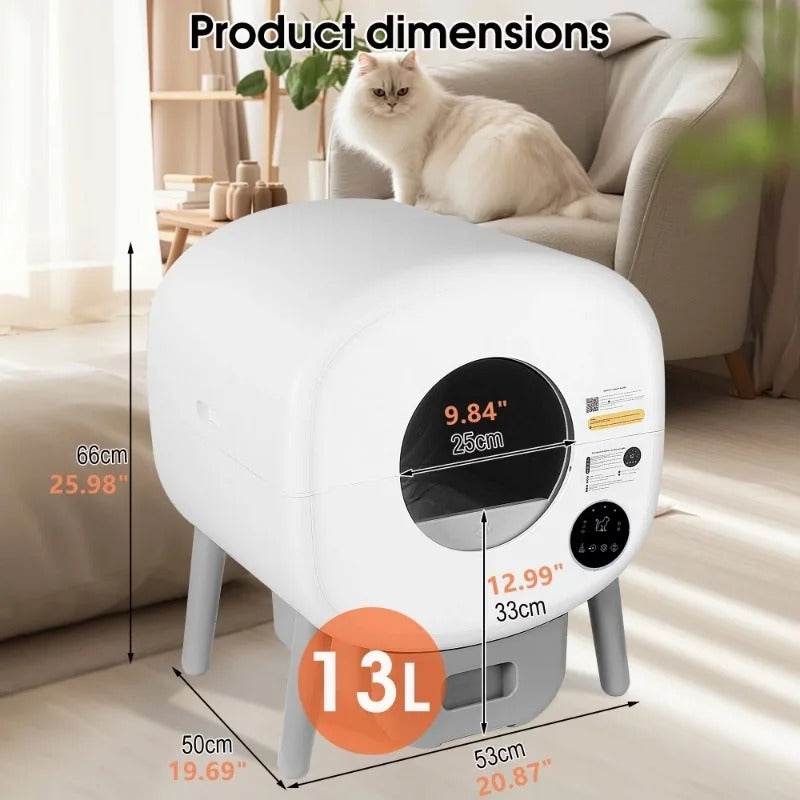 Self Cleaning Cat Litter Box: Extra Large Automatic Litter Box for Multiple Cats, OdorFree, AppControlled, Ambient Light Waste D