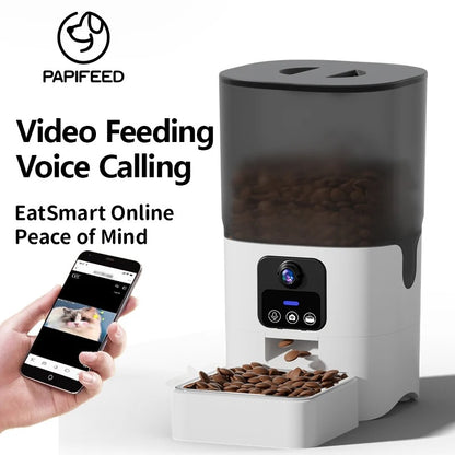 Cat automatic feeder visual cat food dog food wifi intelligent timed quantitative pet food dispenser 6L video model cat