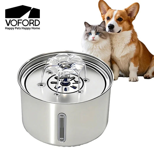 Stainless Steel Pet Water Fountain Cat Automatic Water Feeder USB Electric Mute for Cat Dog Filter Fountain Smart Drinking Bowl