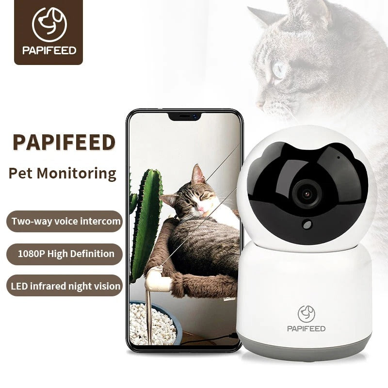 Pet feeding monitor wifi remote voice interactive cat camera 360 panoramic 1080P pet camera indoor security
