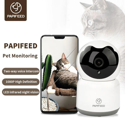 Pet feeding monitor wifi remote voice interactive cat camera 360 panoramic 1080P pet camera indoor security